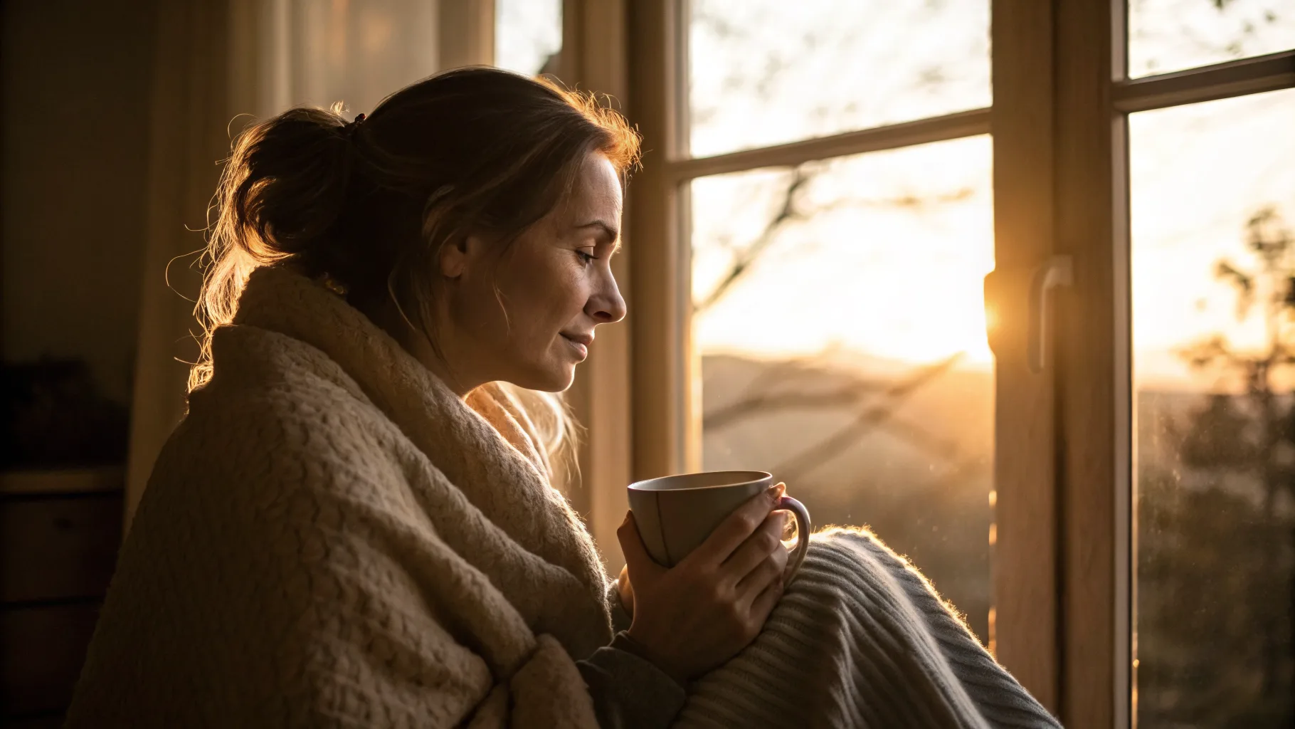 Online psychiatry and therapy visit in a warm, sunlit setting