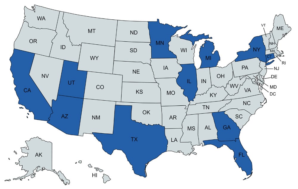 map of the united states with state abbreviations