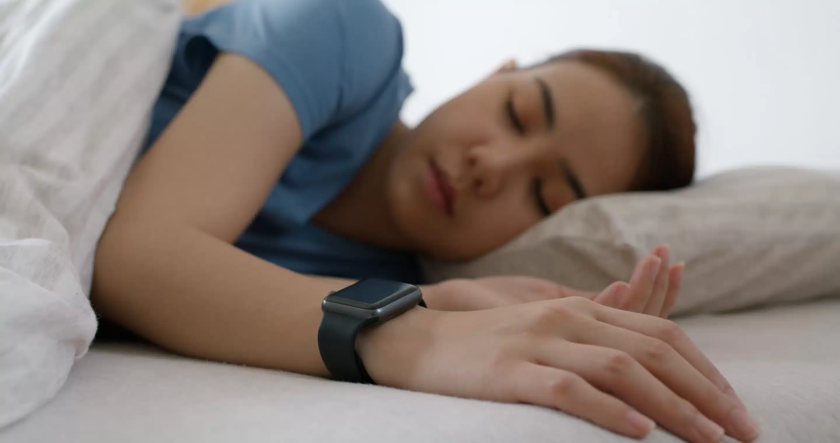 Wearable Devices for Mental Wellness Asia teen woman wear smartwatch for sugar tracker, blood pressure