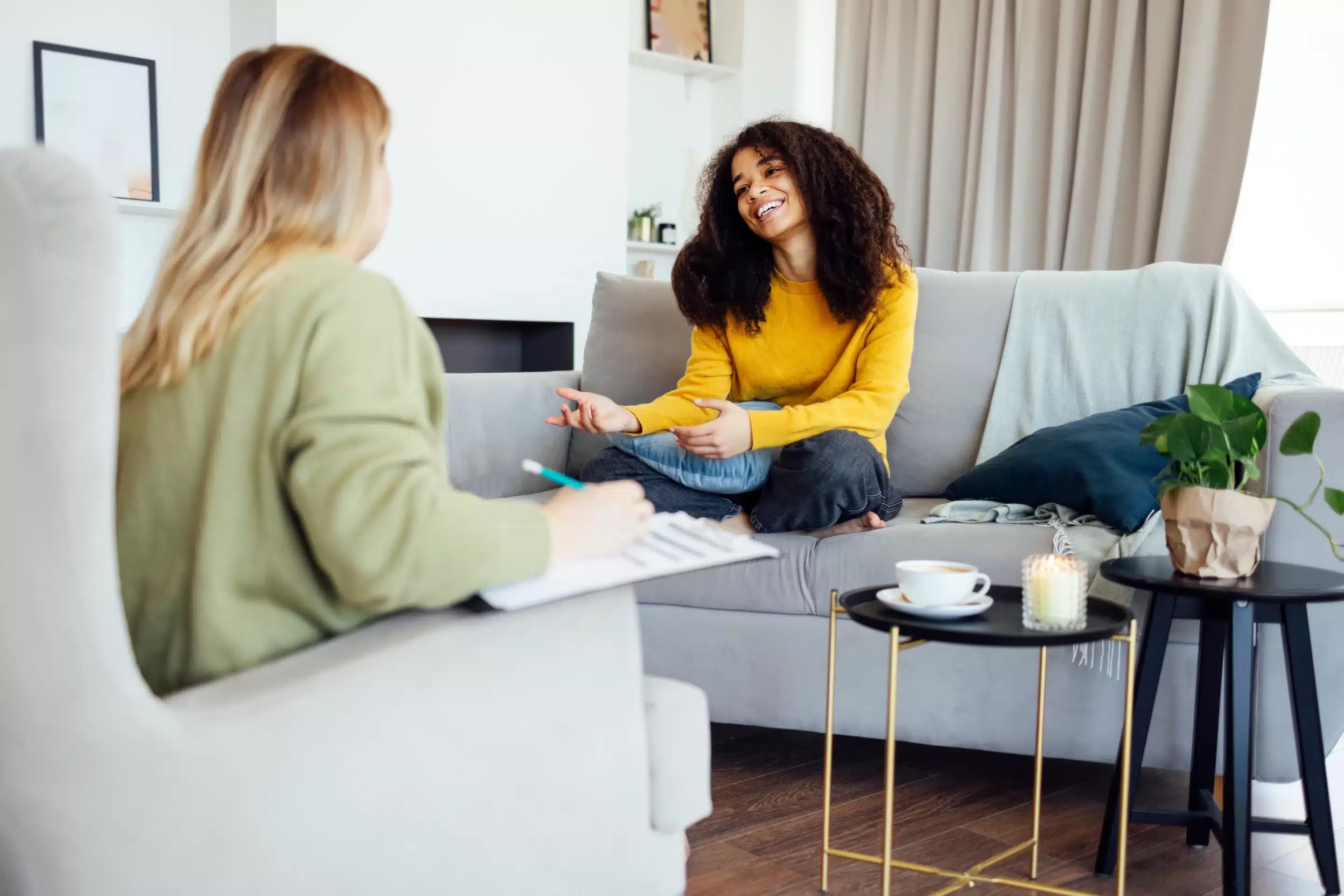 Young african american woman has session with her psychologist